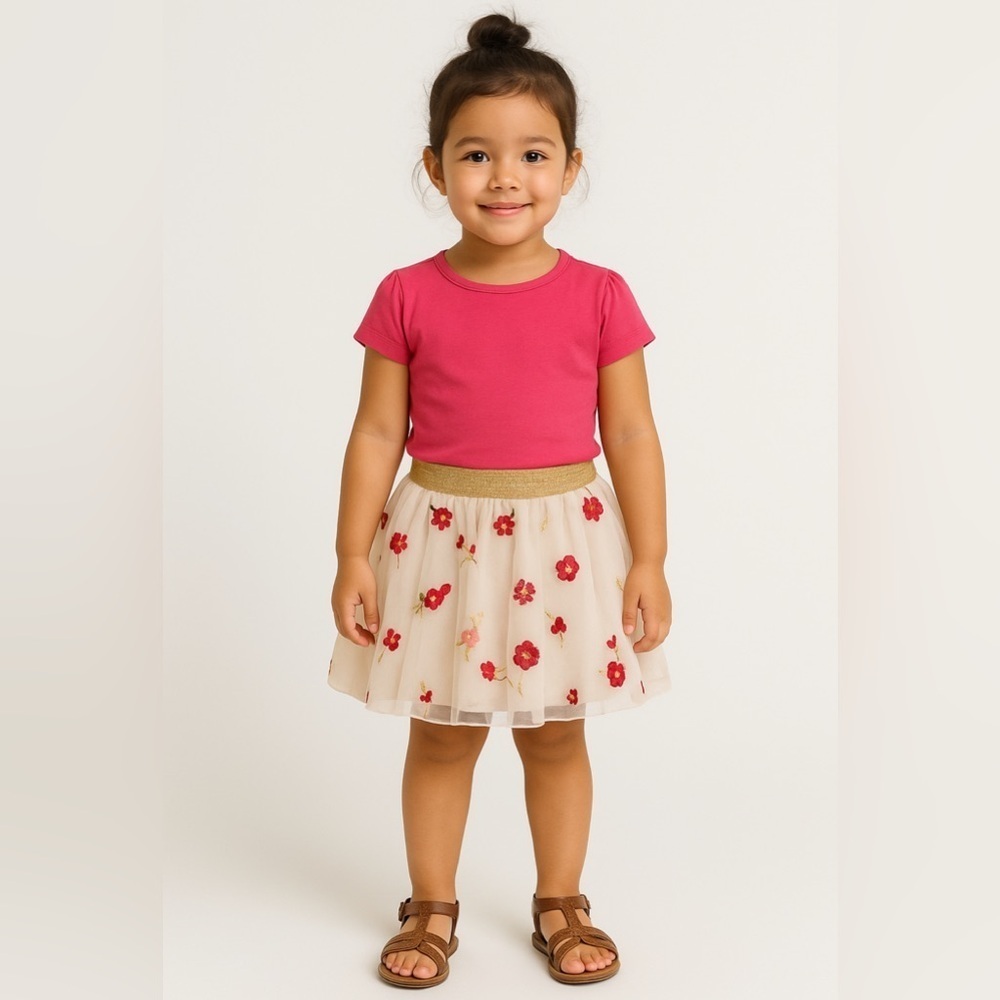 Health tex white lace and red  skirt 3 Toddler